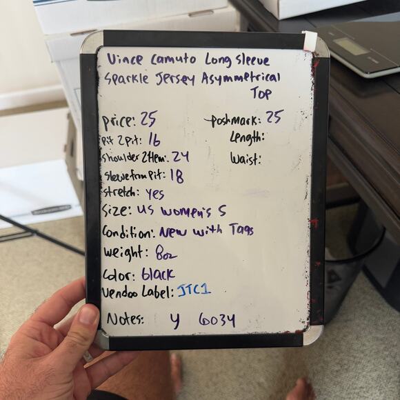 Vince Camuto Long Sleeve Sparkle Jersey Asymmetrical Top US Women's S - Picture 7 of 7